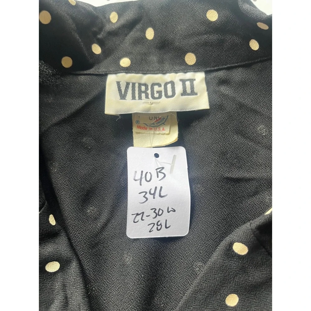 Vintage Virgo 2 Piece Skirt Suit Set Black Polka Dot Short Sleeve Blazer Sz 10